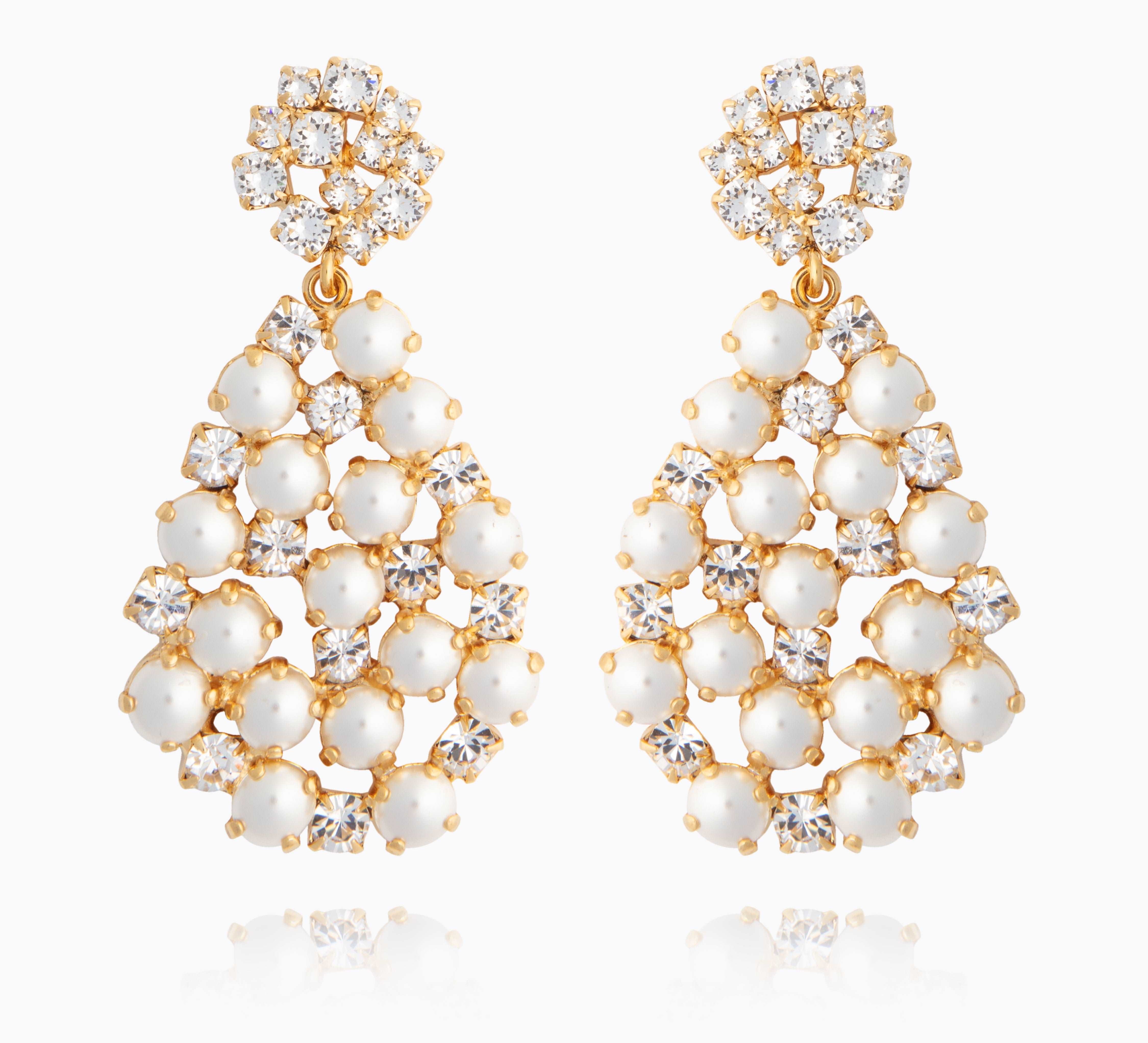 Caroline Svedbom - All Of Me Earrings Pearl Crystal Gold