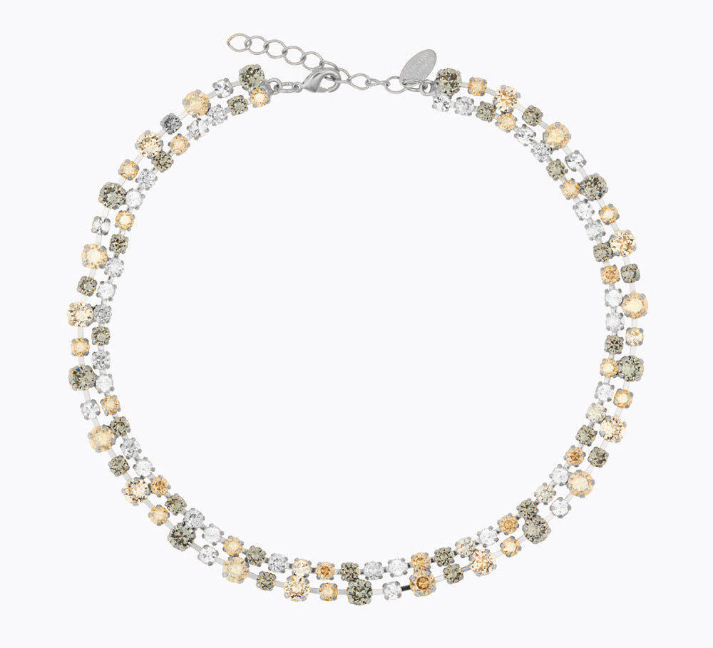 Caroline Svedbom - Mini Pomona Necklace Black Golden Combo Rhodium