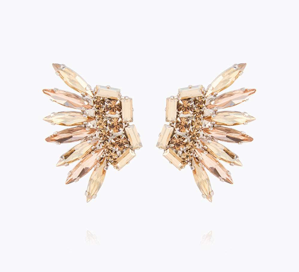 Caroline Svedbom - Feather Earrinings Golden Combo Rhodium