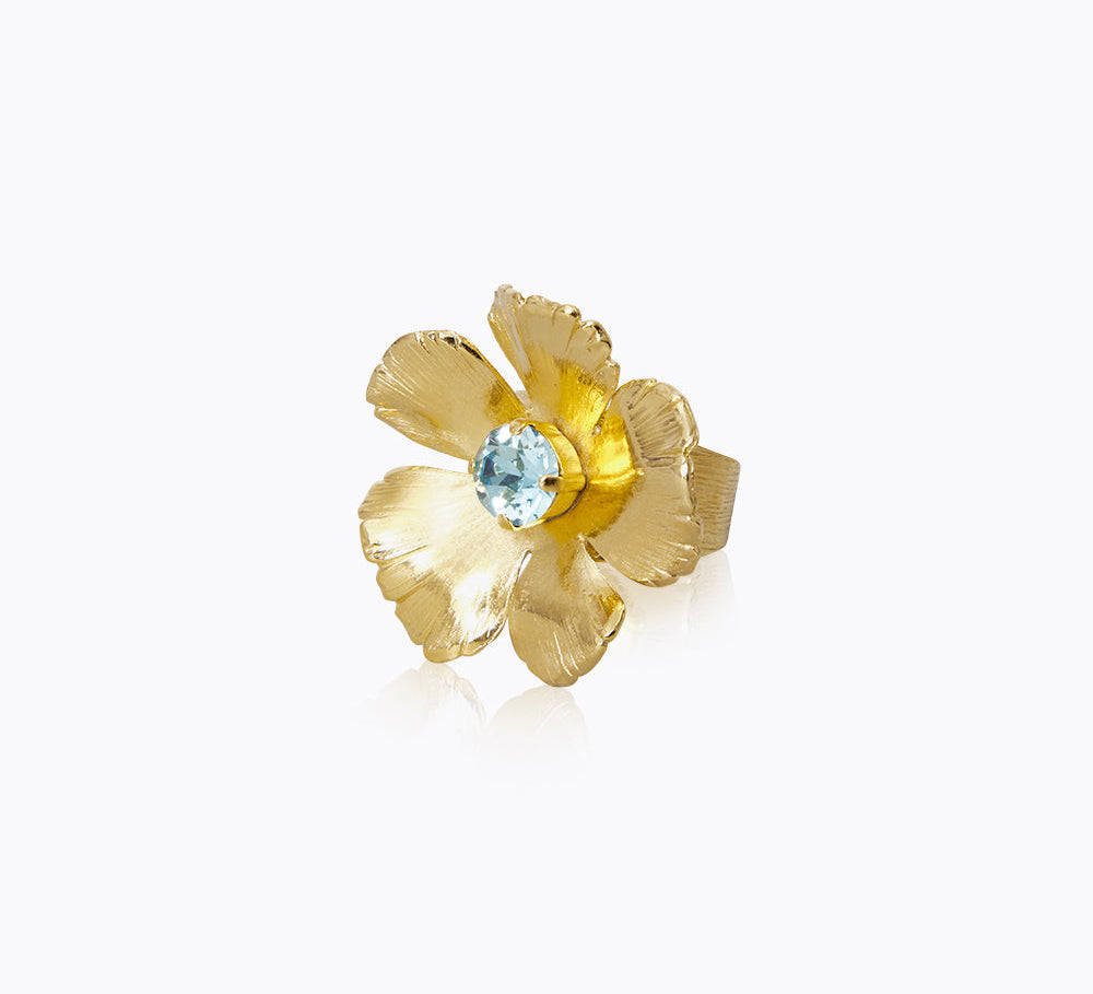 Caroline Svedbom - Anemone Ring Aquamarine Gold