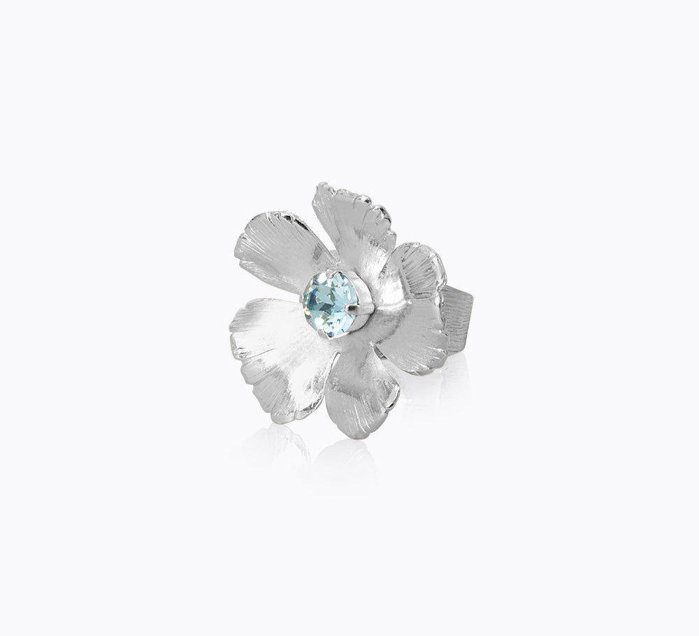 Caroline Svedbom - Anemone Ring Aquamarine Rhodium