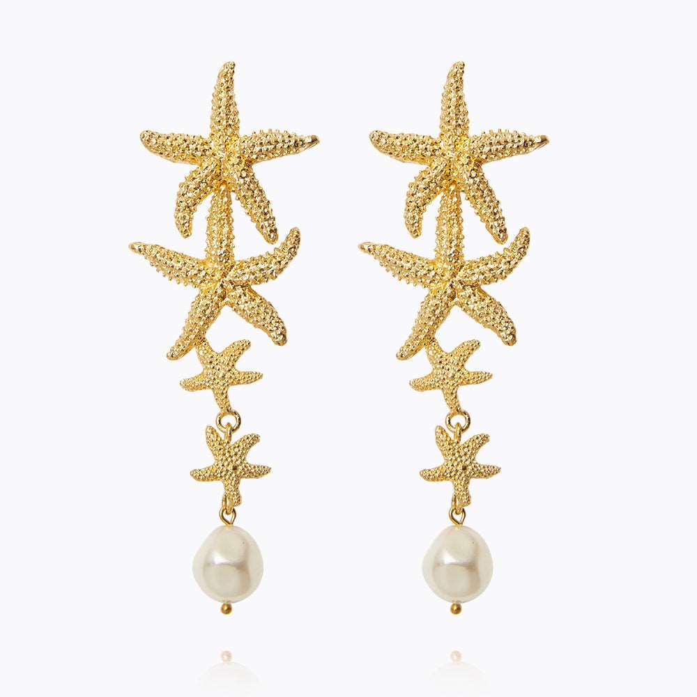 Caroline Svedbom - Falling Sea Star Earrings Pearl Gold