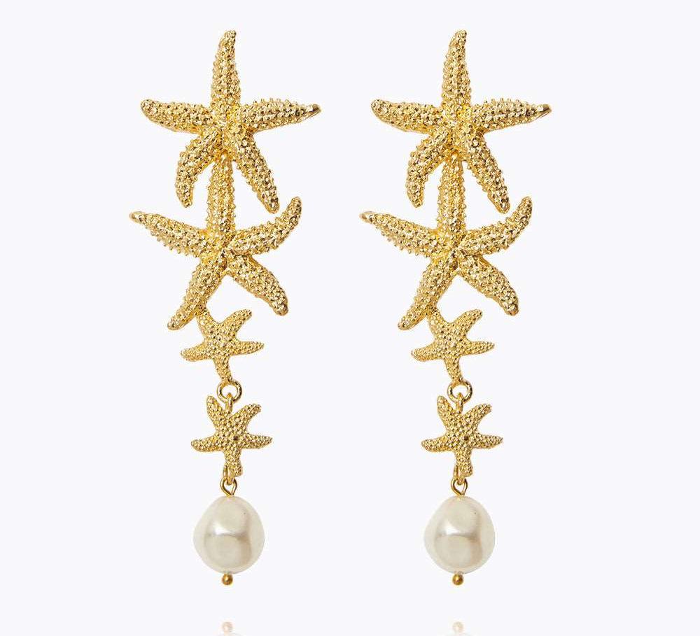 Caroline Svedbom - Falling Sea Star Earrings Pearl Gold