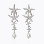 Caroline Svedbom - Falling Sea Star Earrings Pearl Rhodium