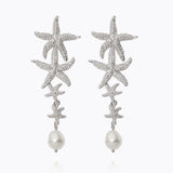 Caroline Svedbom - Falling Sea Star Earrings Pearl Rhodium