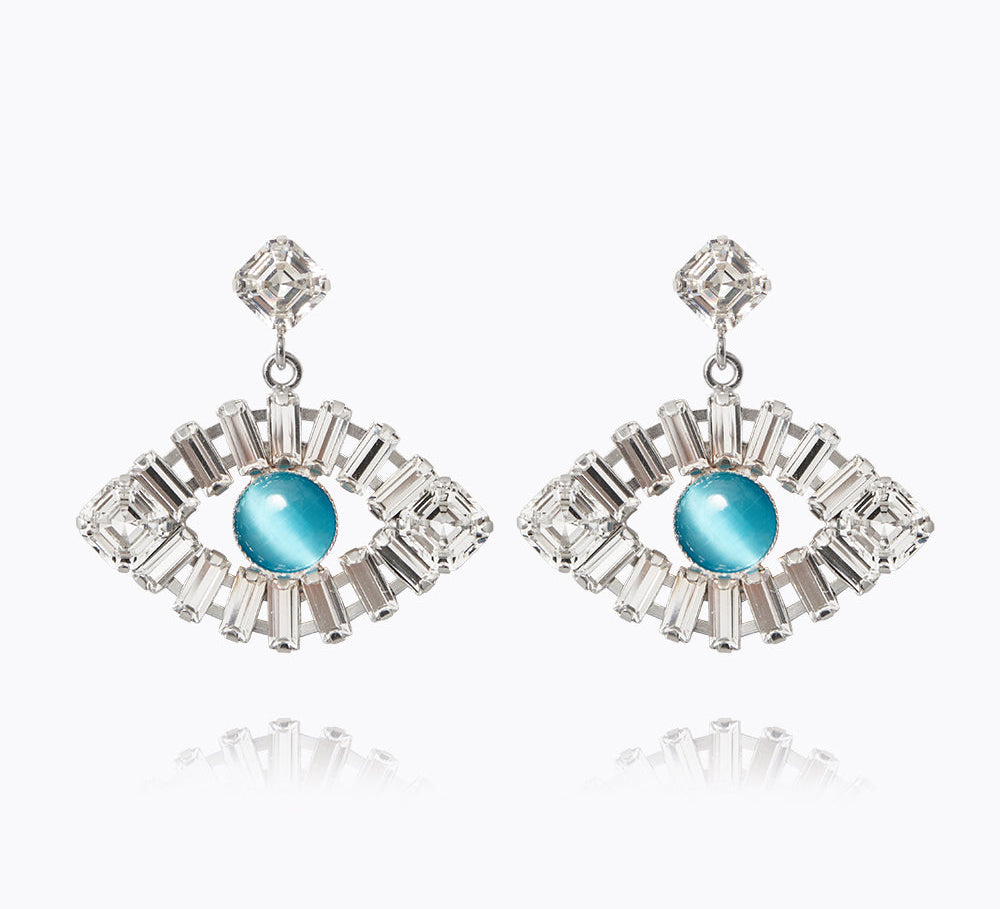 Caroline Svedbom - Greek Eye Statementearrings Crystal Aquamarine Rhodium
