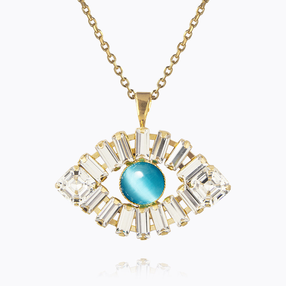 Caroline Svedbom - Greek Eye Statementnecklace Crystal Aquamarine Gold