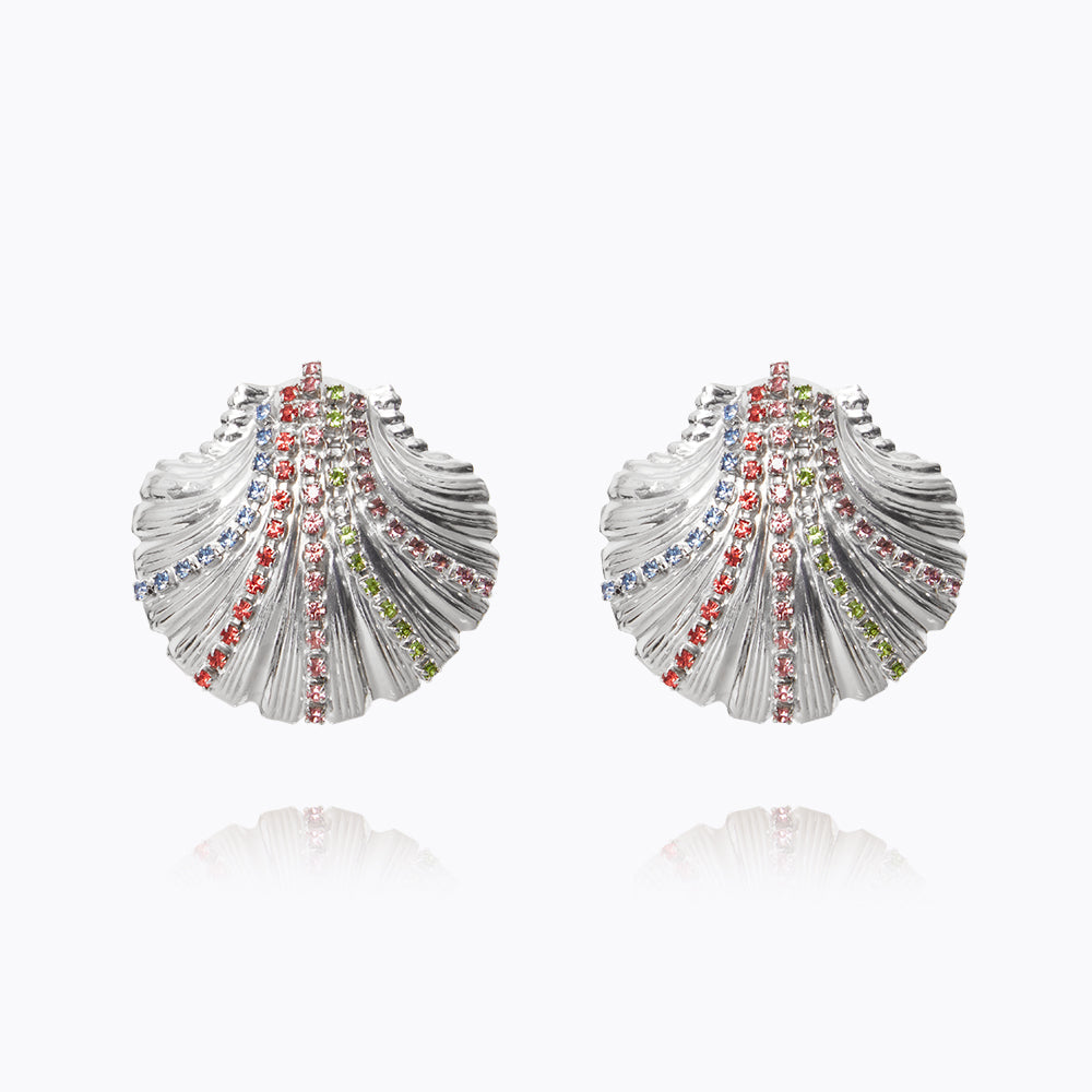 Caroline Svedbom - Mirella Shell Earrings Rainbow Combo Rhodium