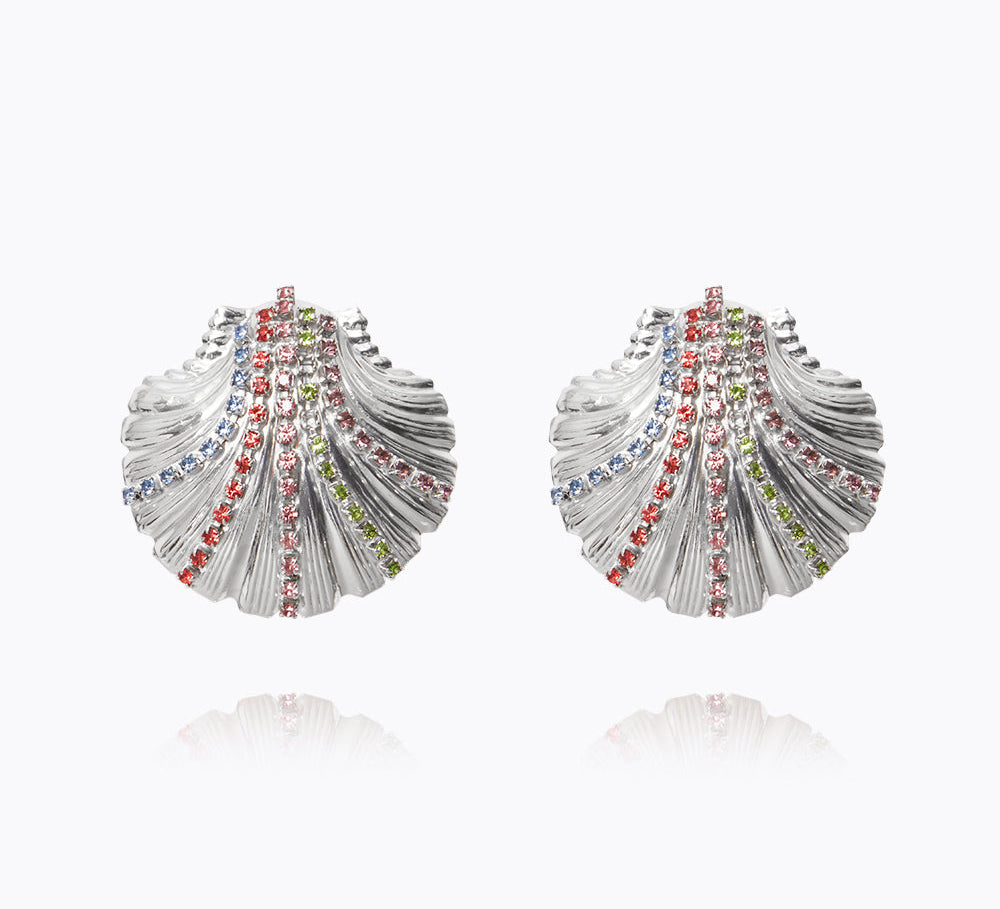 Caroline Svedbom - Mirella Shell Earrings Rainbow Combo Rhodium
