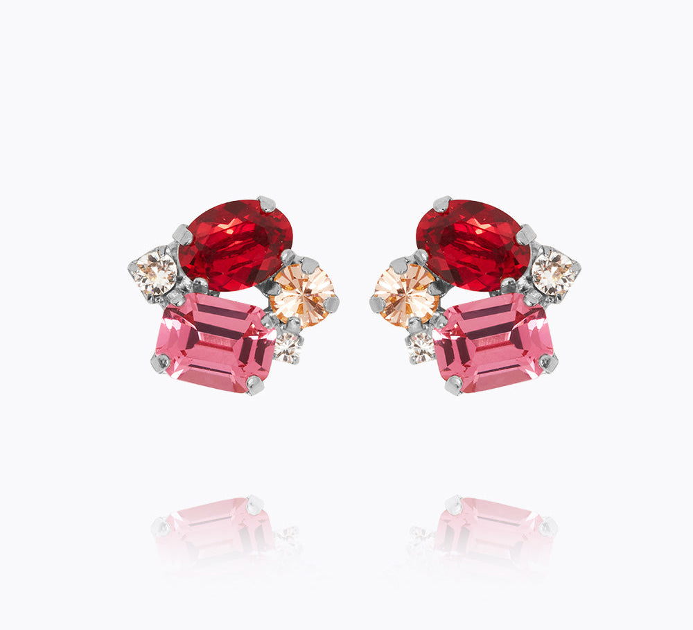 Caroline Svedbom - Petite Carolina Earrings Scarlet Combo Rhodium