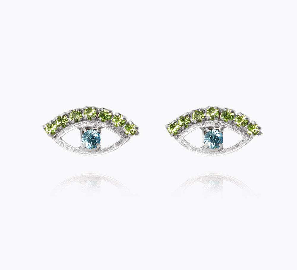 Caroline Svedbom - Petite Greek Eye Earrings Green Blue Rhodium