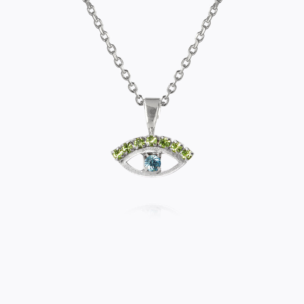 Caroline Svedbom - Petite Greek Eye Necklace Green Blue Rhodium