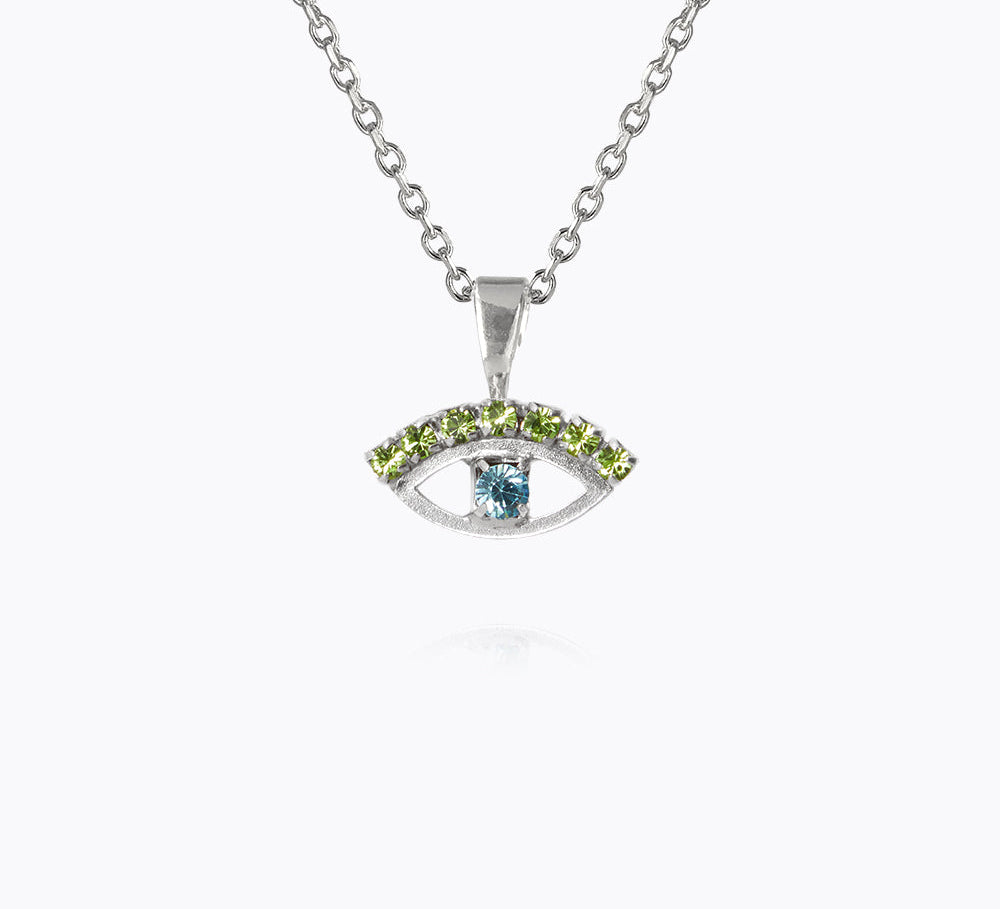 Caroline Svedbom - Petite Greek Eye Necklace Green Blue Rhodium