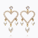 Caroline Svedbom - Heart Pearl Earrings Pearl Crystal Gold