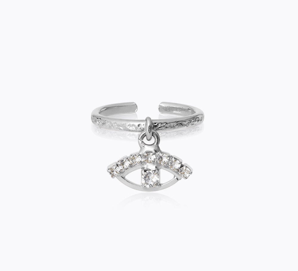 Caroline Svedbom - Petite Greek Eye Ring Crystal Rhodium