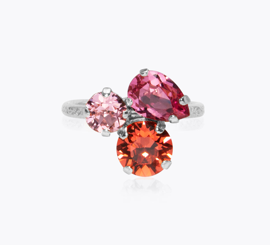 Caroline Svedbom - Colette Ring Coral Combo Rhodium