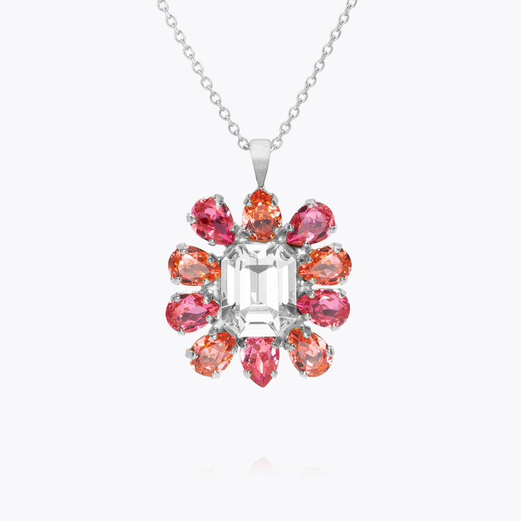 Caroline Svedbom - Peony Necklace Coral Combo Rhodium