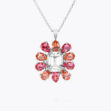 Caroline Svedbom - Peony Necklace Coral Combo Rhodium