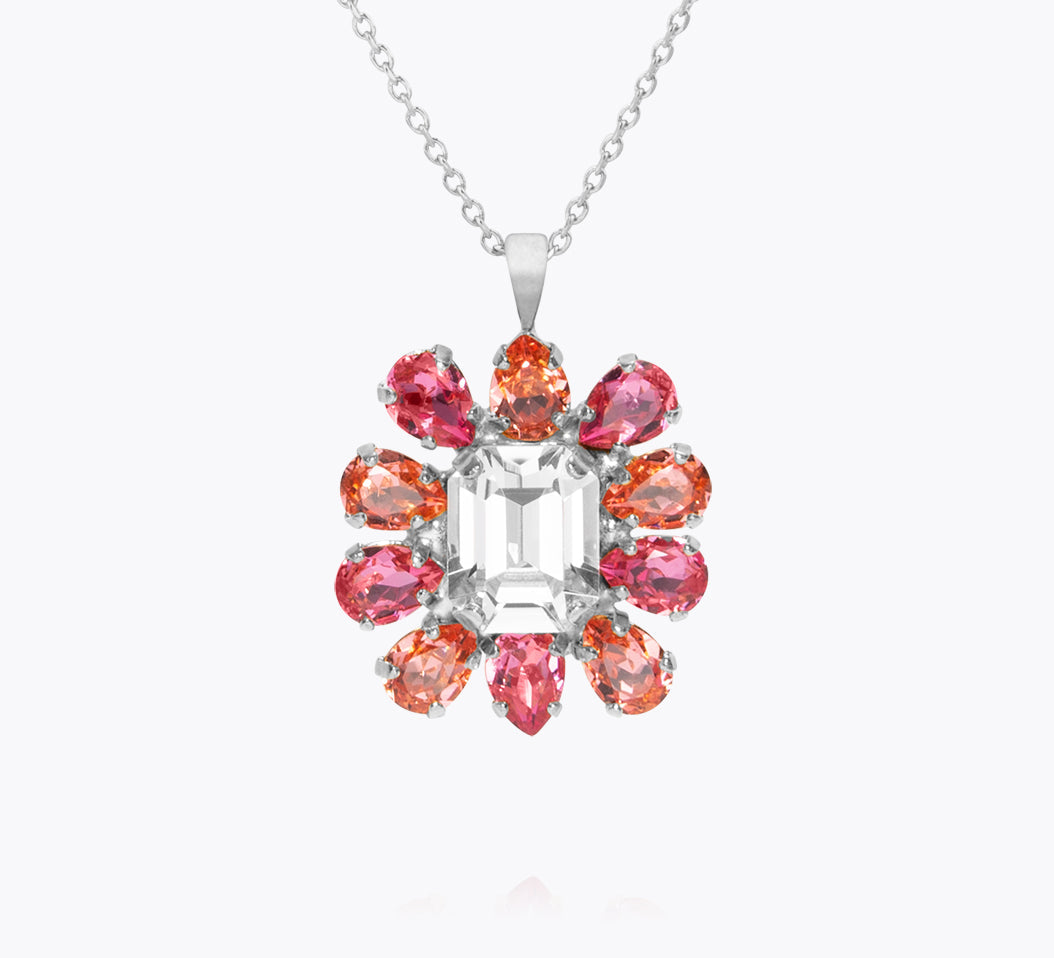 Caroline Svedbom - Peony Necklace Coral Combo Rhodium