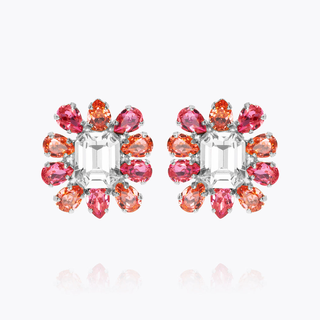 Caroline Svedbom - Peony Earrings Coral Combo Rhodium
