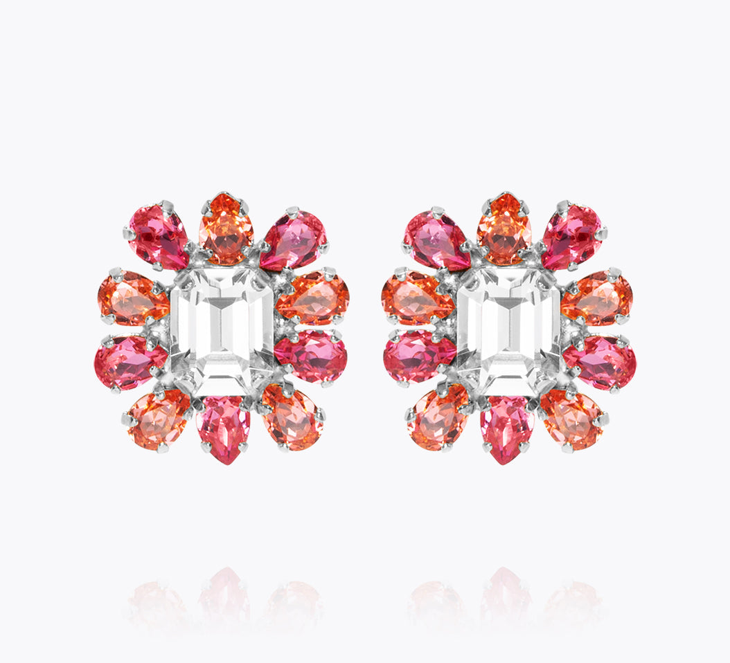 Caroline Svedbom - Peony Earrings Coral Combo Rhodium