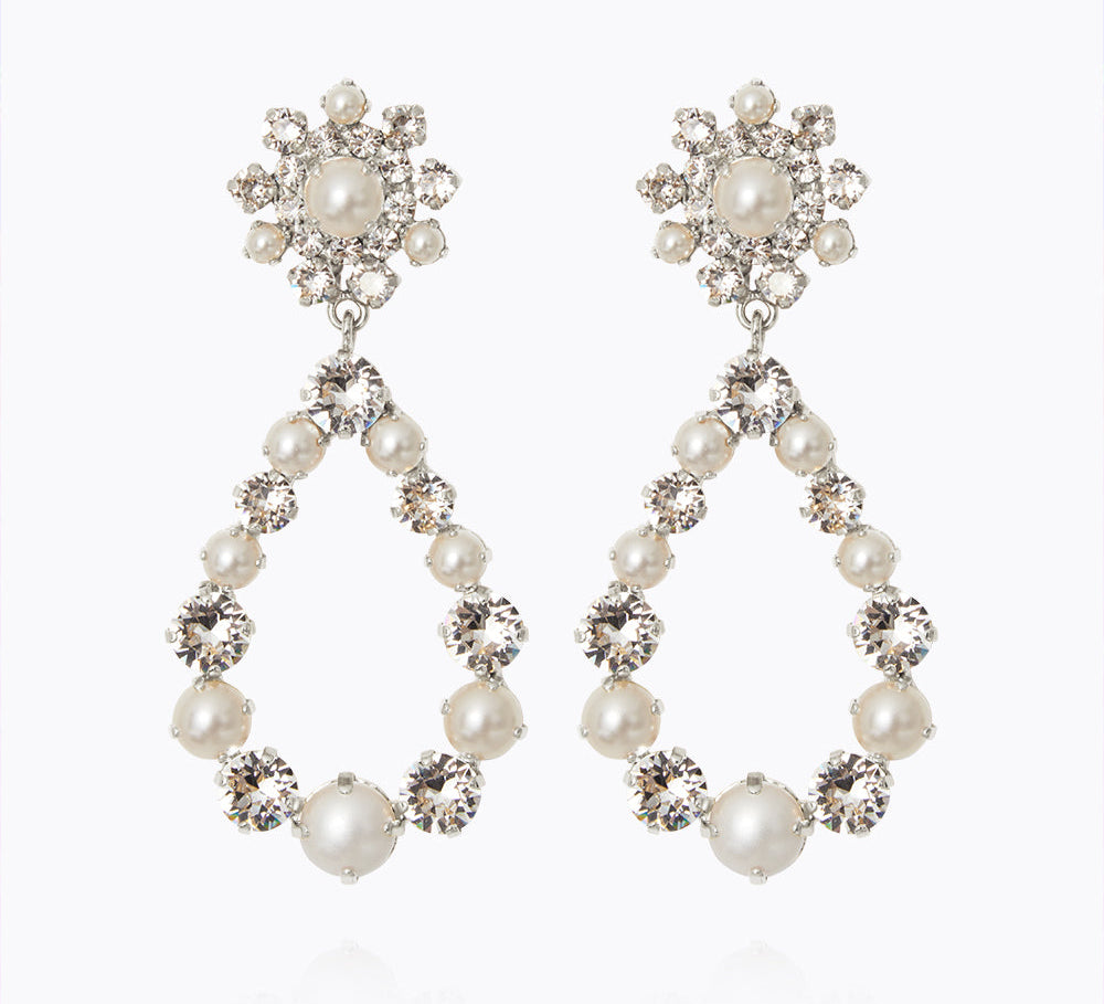 Caroline Svedbom - Grace Earrings Pearl Crystal Rhodium