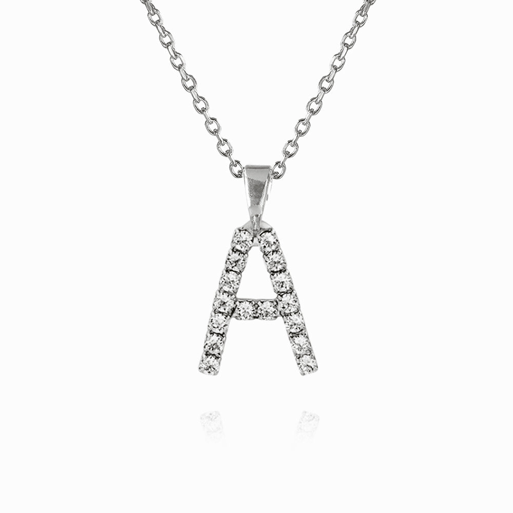 Caroline Svedbom - Mini Letter Necklace Letter A Rhodium