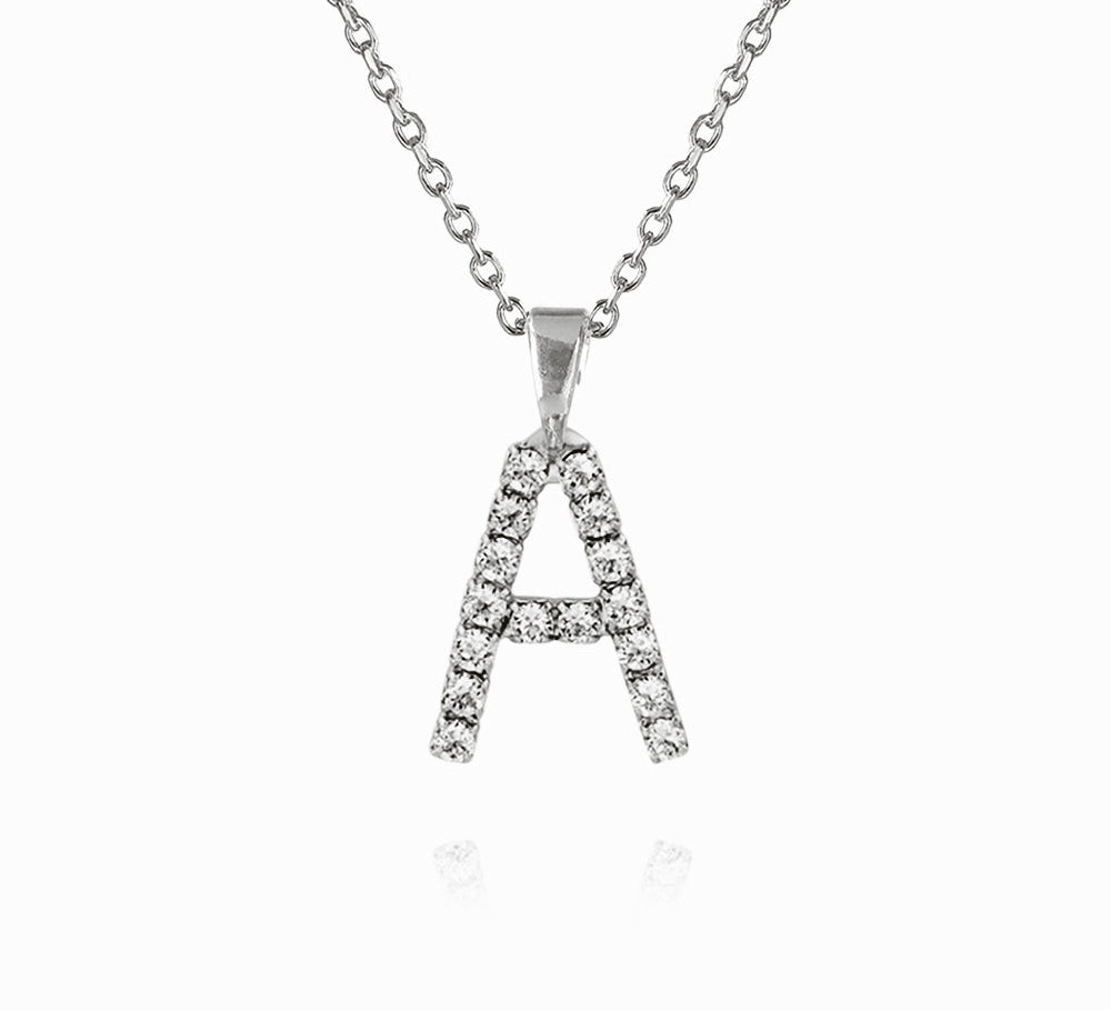 Caroline Svedbom - Mini Letter Necklace Letter A Rhodium