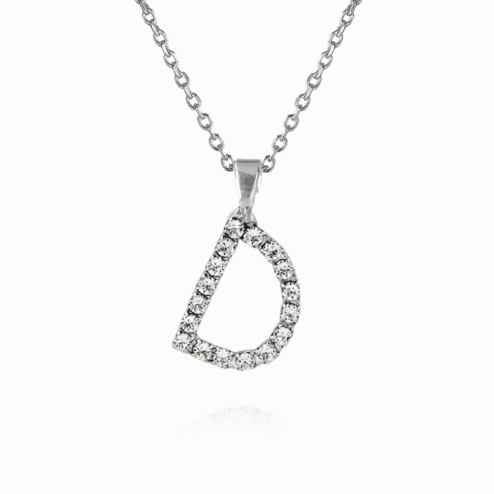 Caroline Svedbom - Mini Letter Necklace Letter D Rhodium