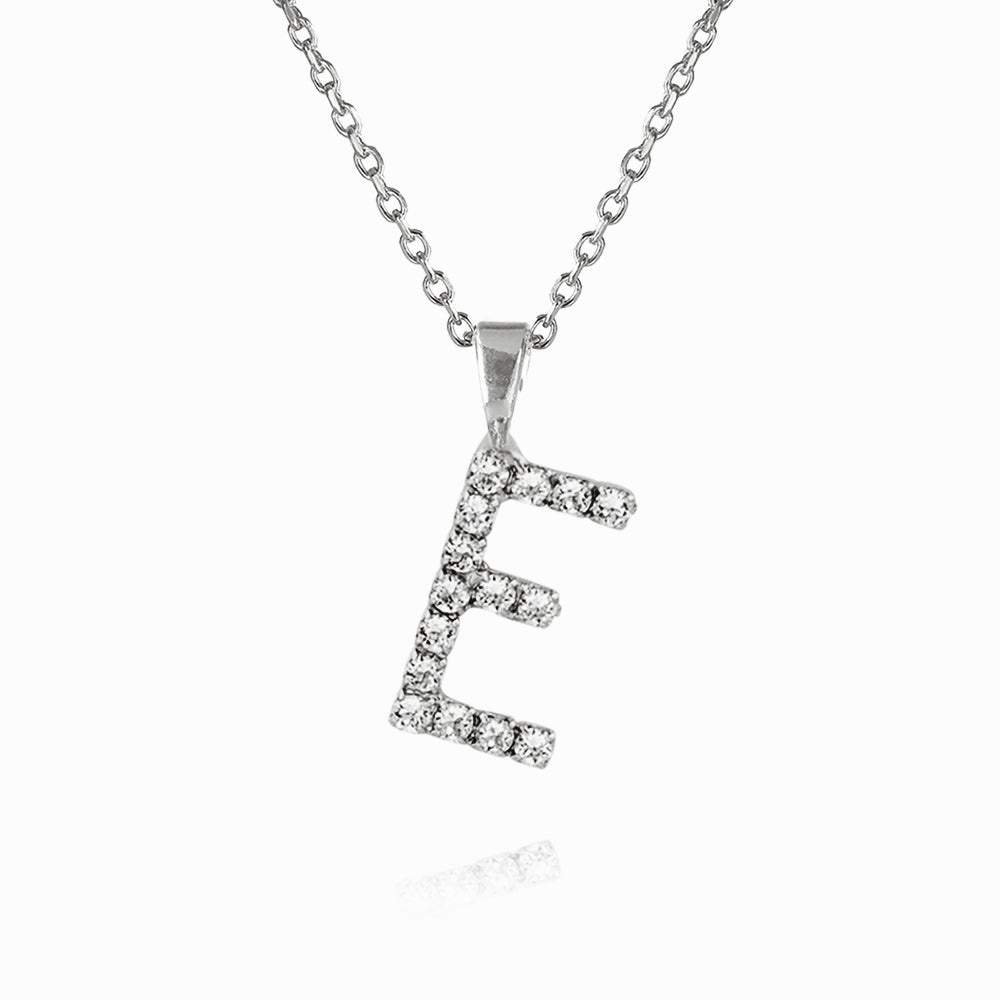 Caroline Svedbom - Mini Letter Necklace Letter E Rhodium