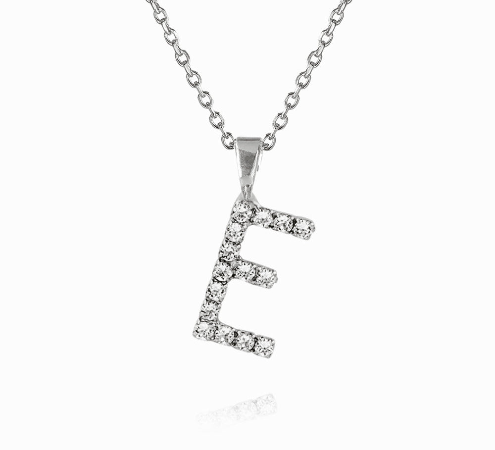 Caroline Svedbom - Mini Letter Necklace Letter E Rhodium