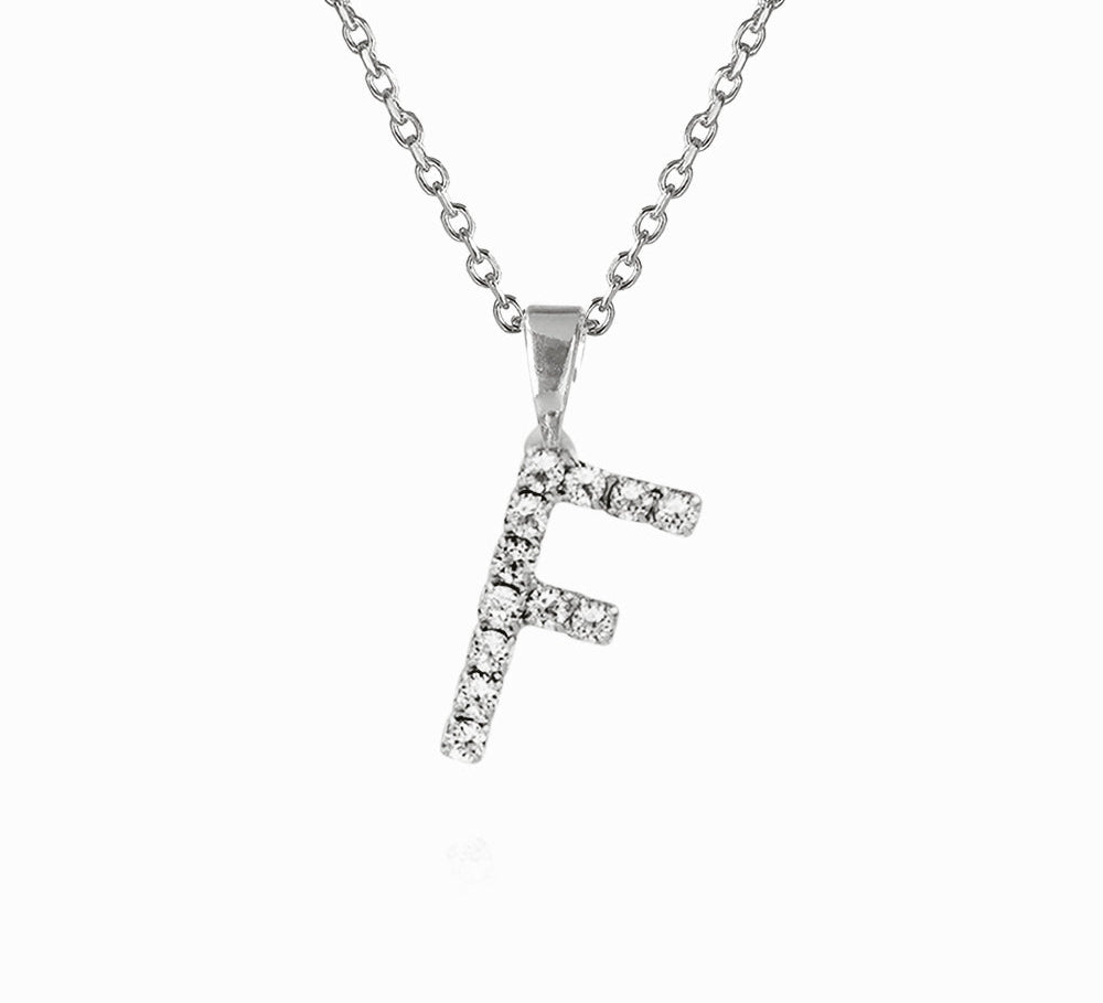 Caroline Svedbom - Mini Letter Necklace Letter F Rhodium