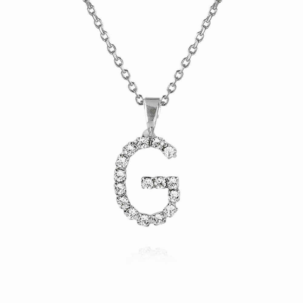 Caroline Svedbom - Mini Letter Necklace Letter G Rhodium