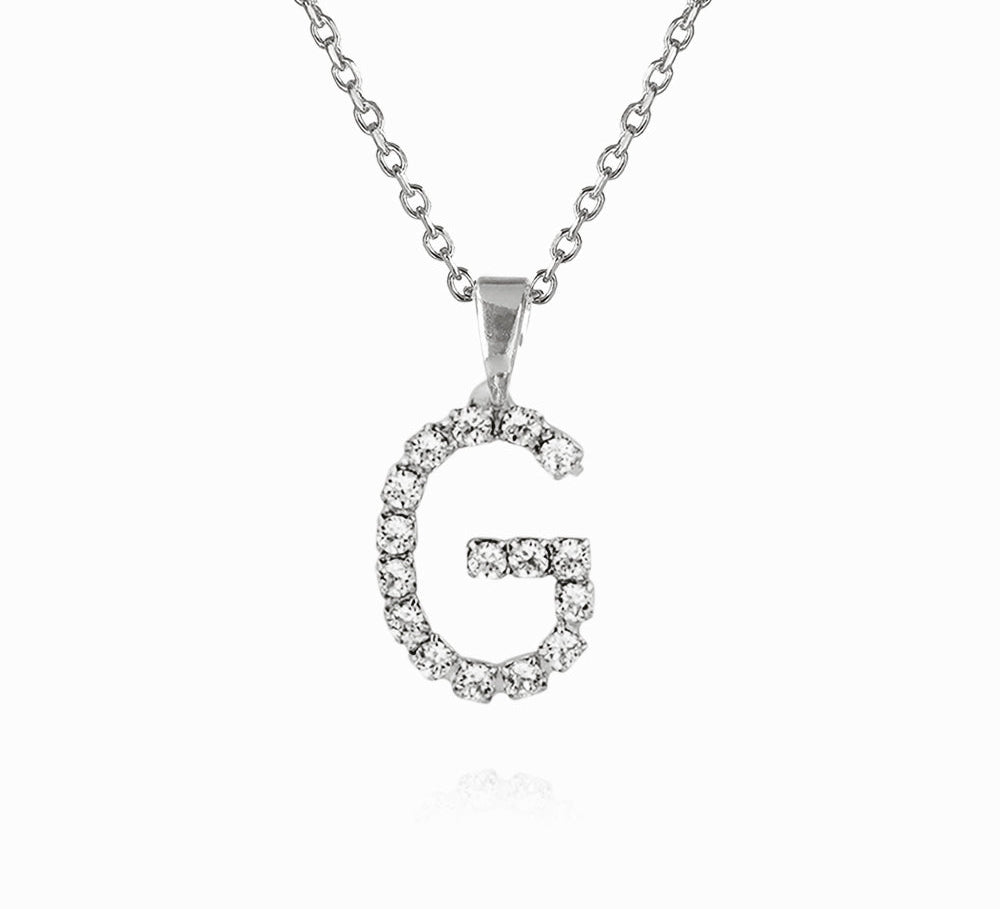 Caroline Svedbom - Mini Letter Necklace Letter G Rhodium