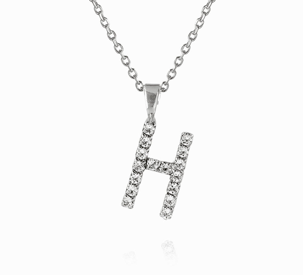 Caroline Svedbom - Mini Letter Necklace Letter H Rhodium