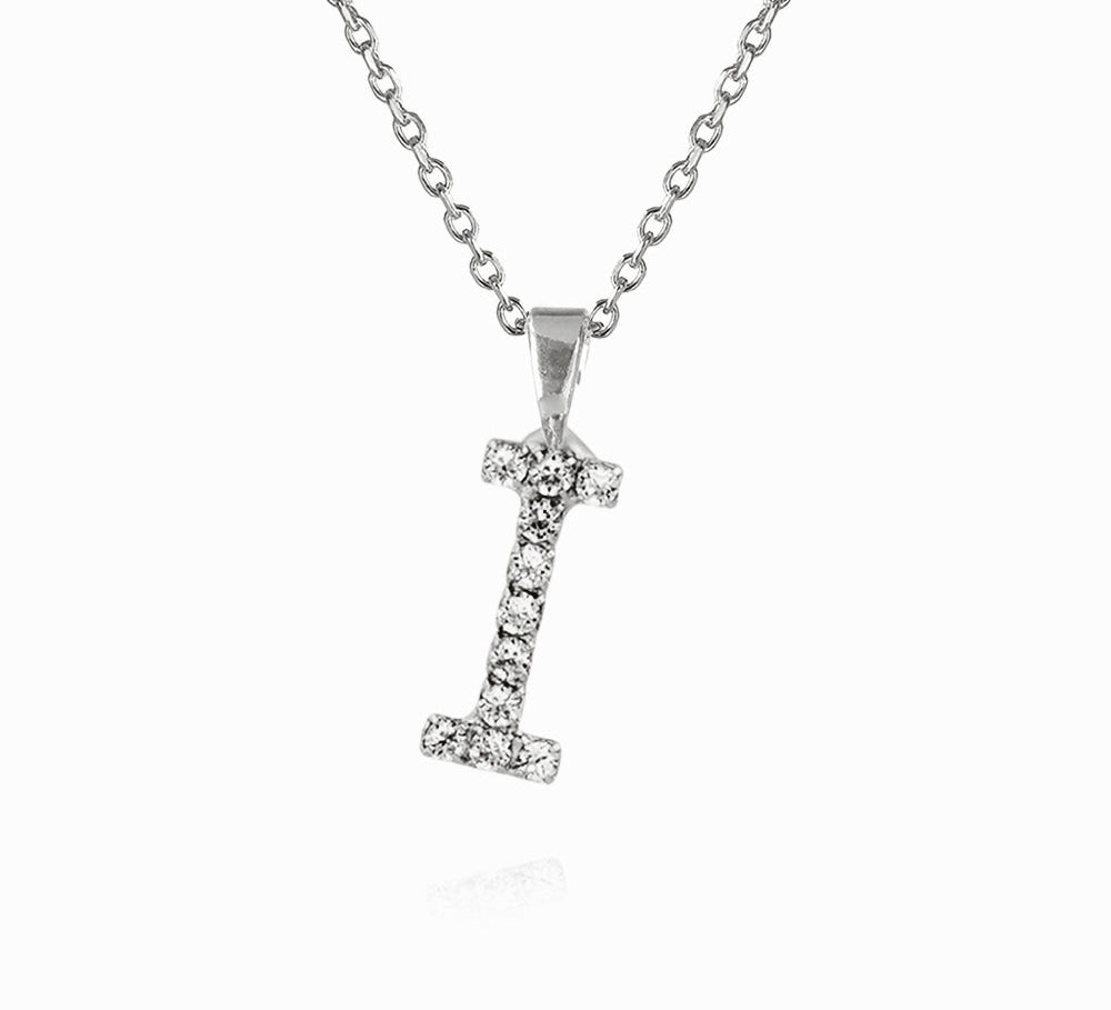 Caroline Svedbom - Mini Letter Necklace Letter I Rhodium