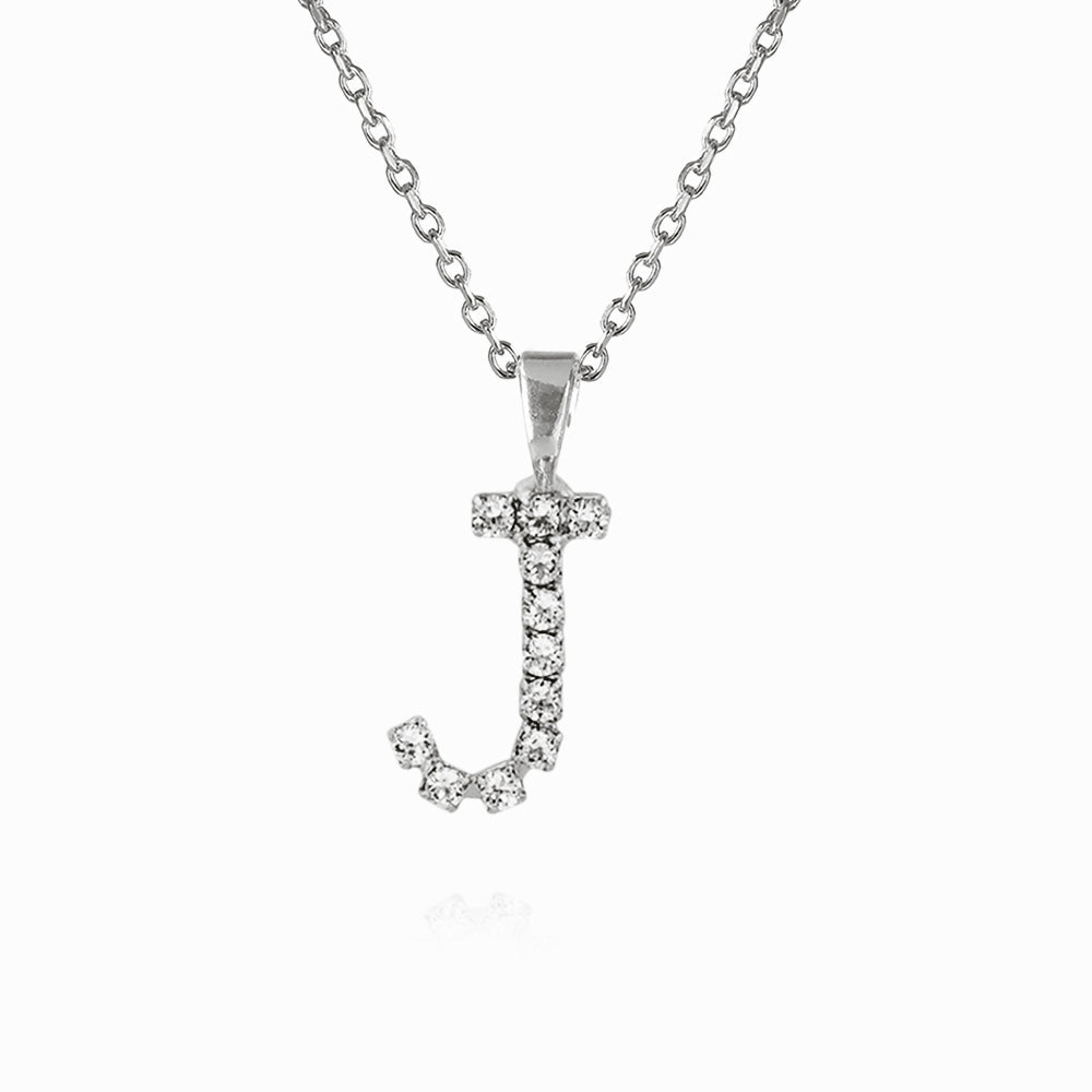 Caroline Svedbom - Mini Letter Necklace Letter J Rhodium
