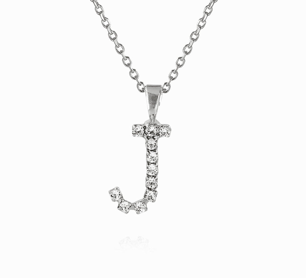 Caroline Svedbom - Mini Letter Necklace Letter J Rhodium