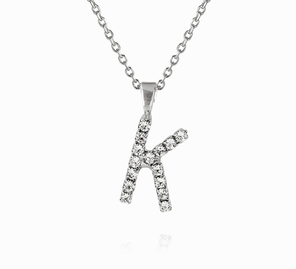 Caroline Svedbom - Mini Letter Necklace Letter K Rhodium