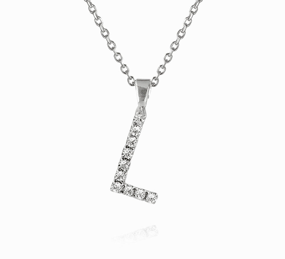 Caroline Svedbom - Mini Letter Necklace Letter L Rhodium