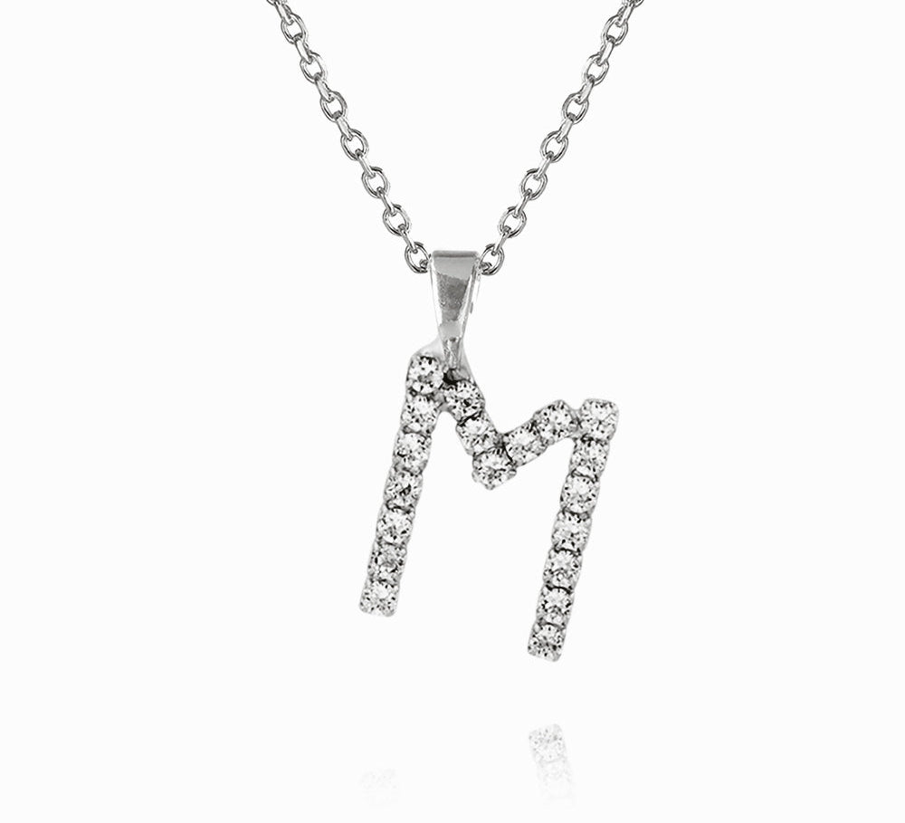 Caroline Svedbom - Mini Letter Necklace Letter M Rhodium