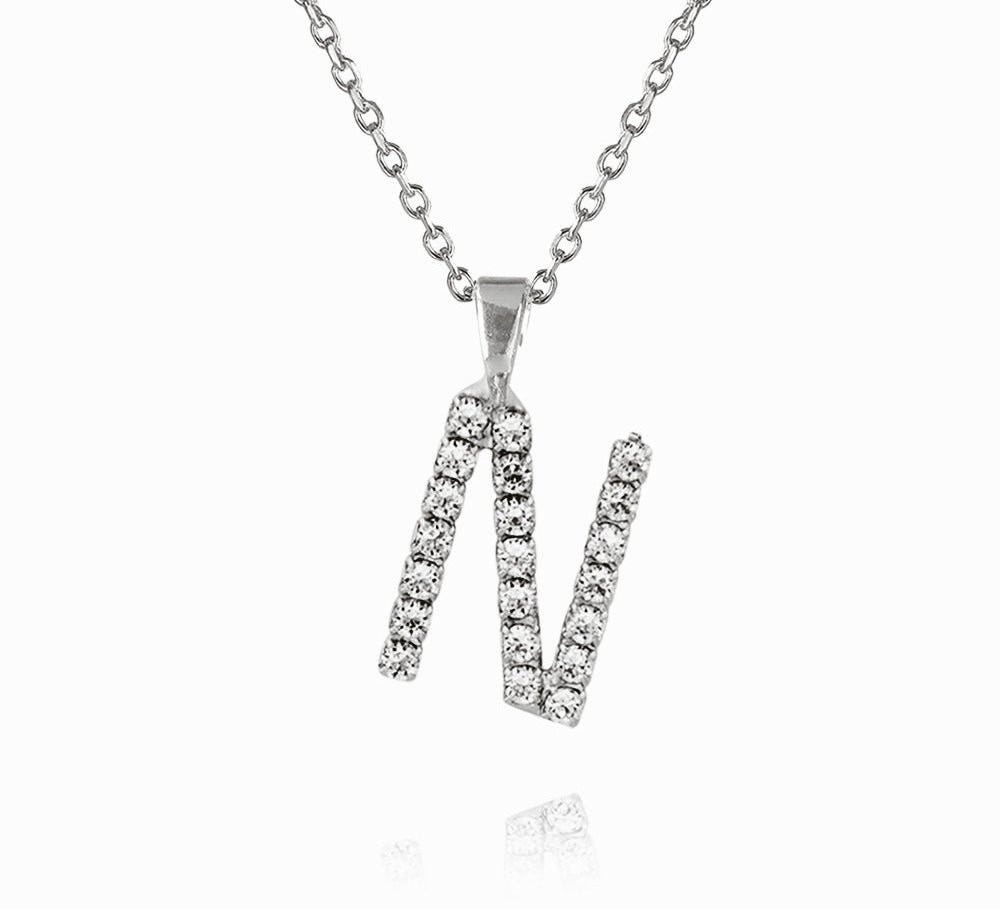 Caroline Svedbom - Mini Letter Necklace Letter N Rhodium