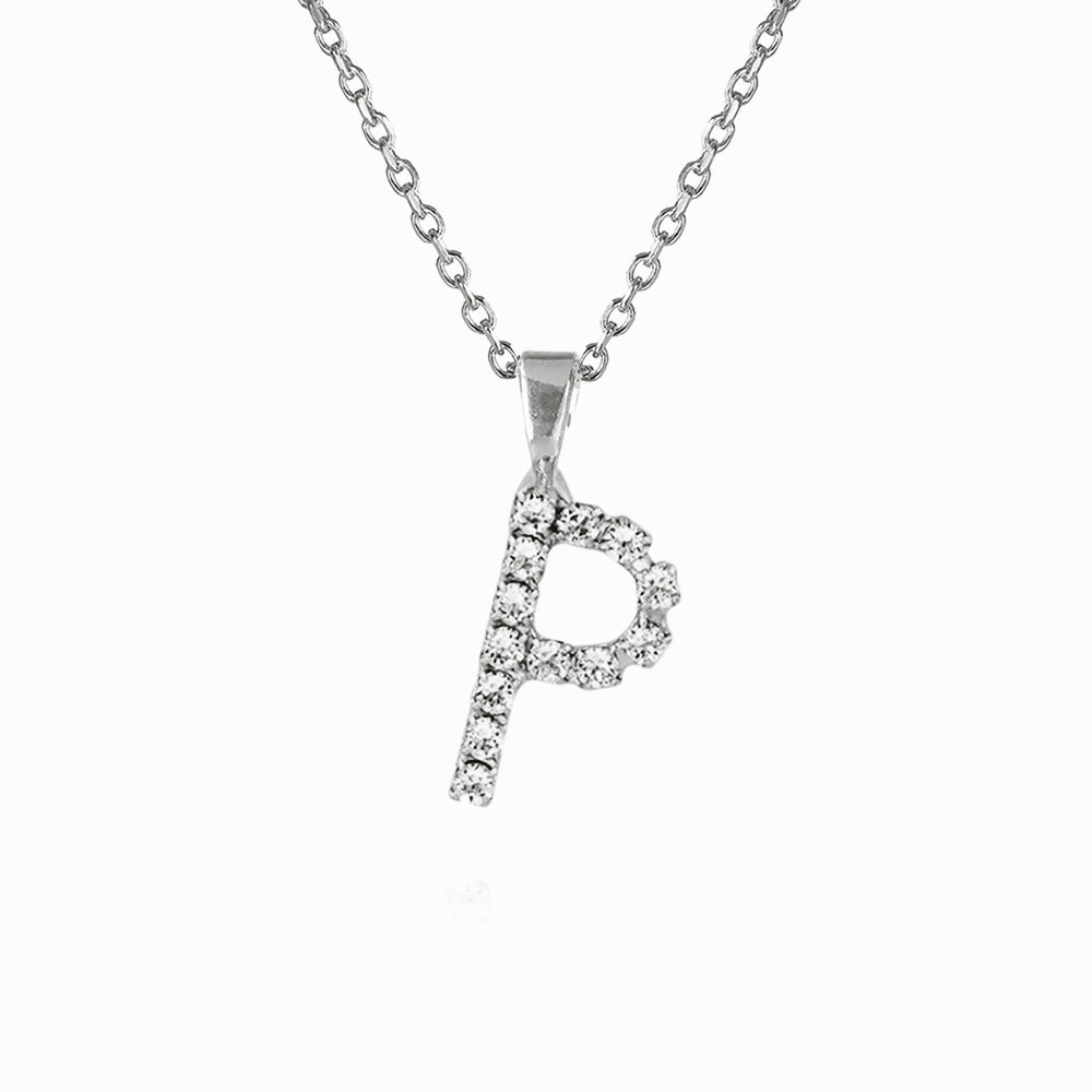 Caroline Svedbom - Mini Letter Necklace Letter P Rhodium