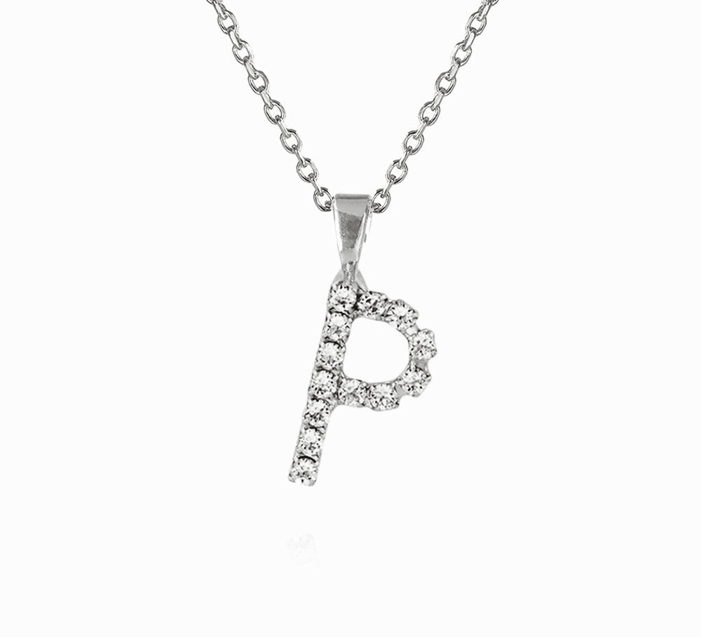 Caroline Svedbom - Mini Letter Necklace Letter P Rhodium