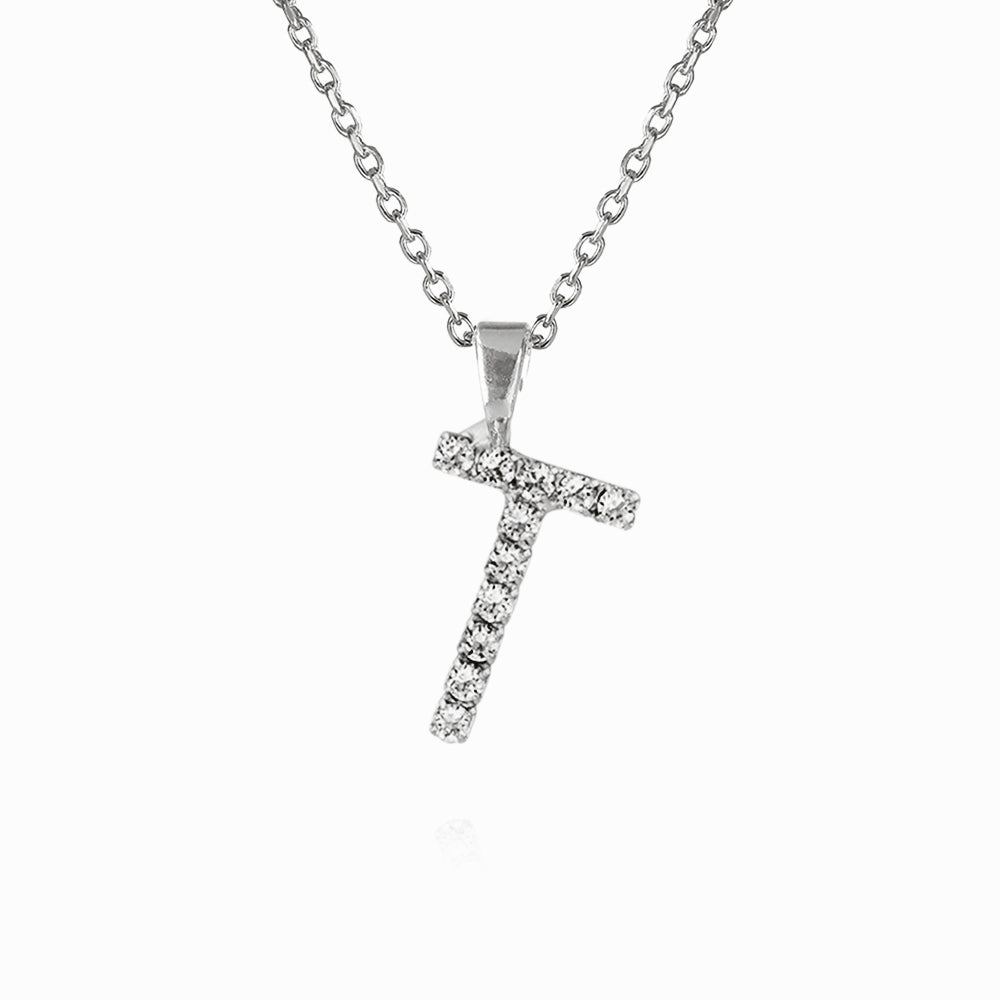 Caroline Svedbom - Mini Letter Necklace Letter T Rhodium