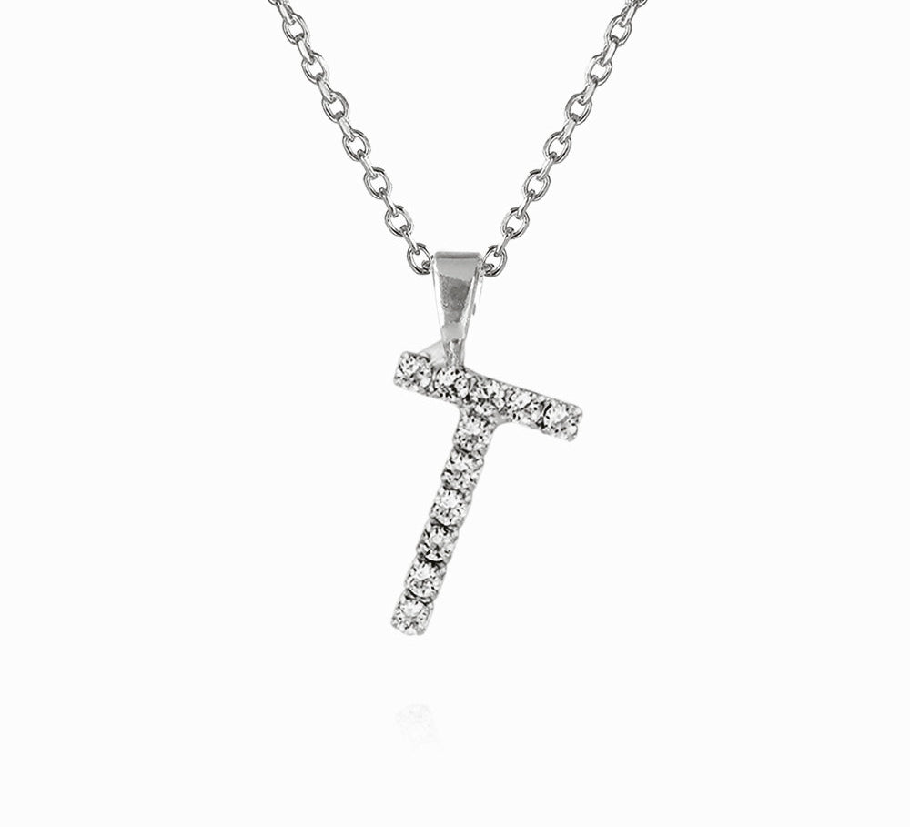 Caroline Svedbom - Mini Letter Necklace Letter T Rhodium