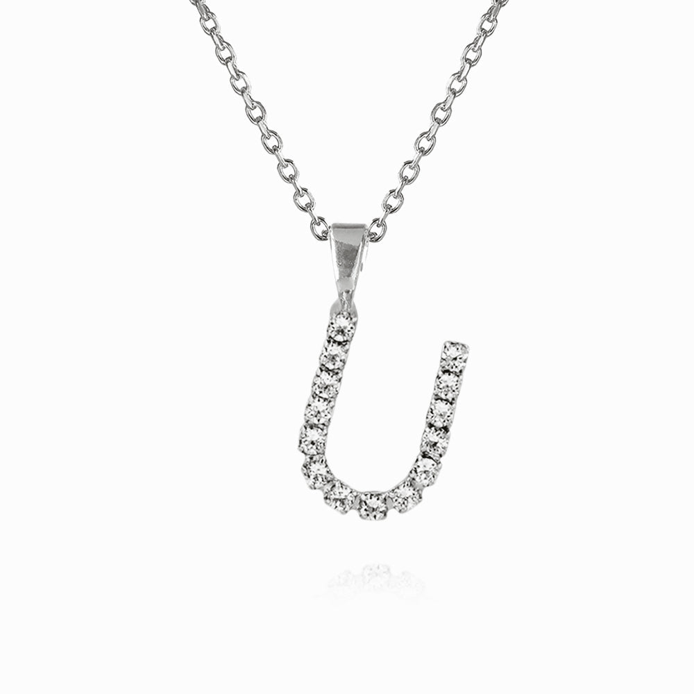 Caroline Svedbom - Mini Letter Necklace Letter U Rhodium