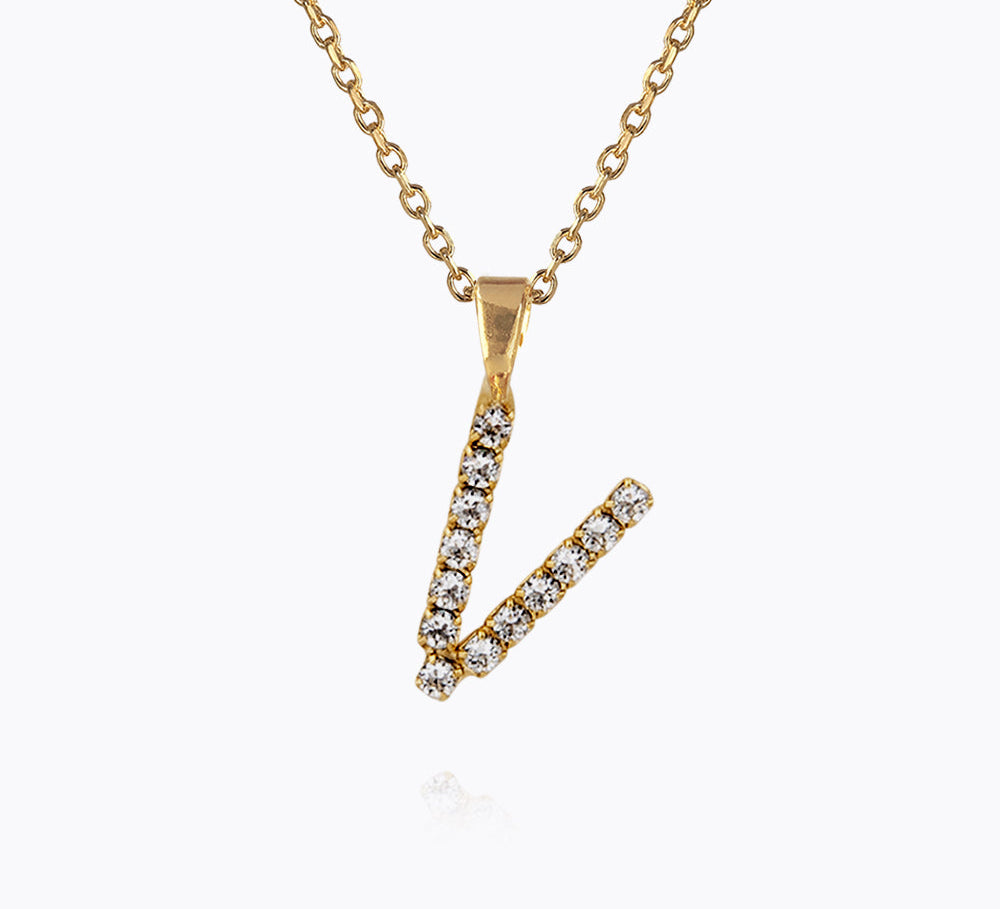 Caroline Svedbom - Mini Letter Necklace Letter V Gold