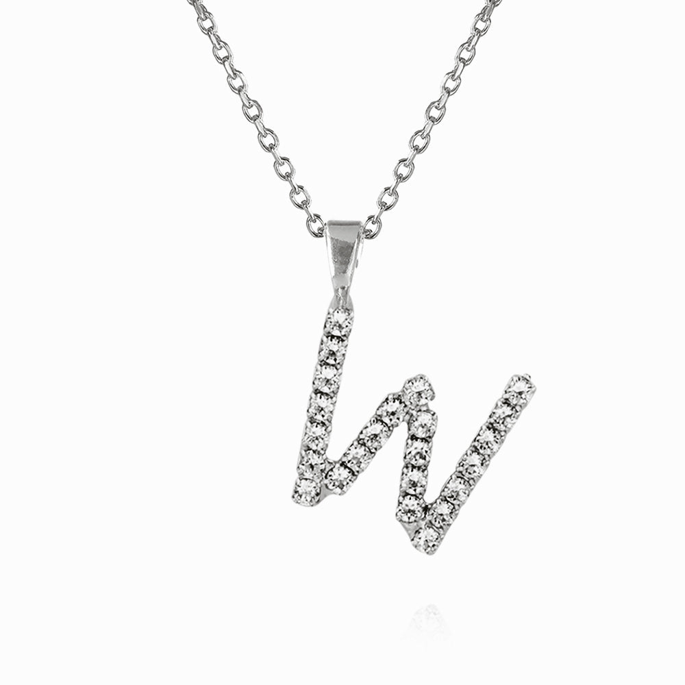 Caroline Svedbom - Mini Letter Necklace Letter W Rhodium