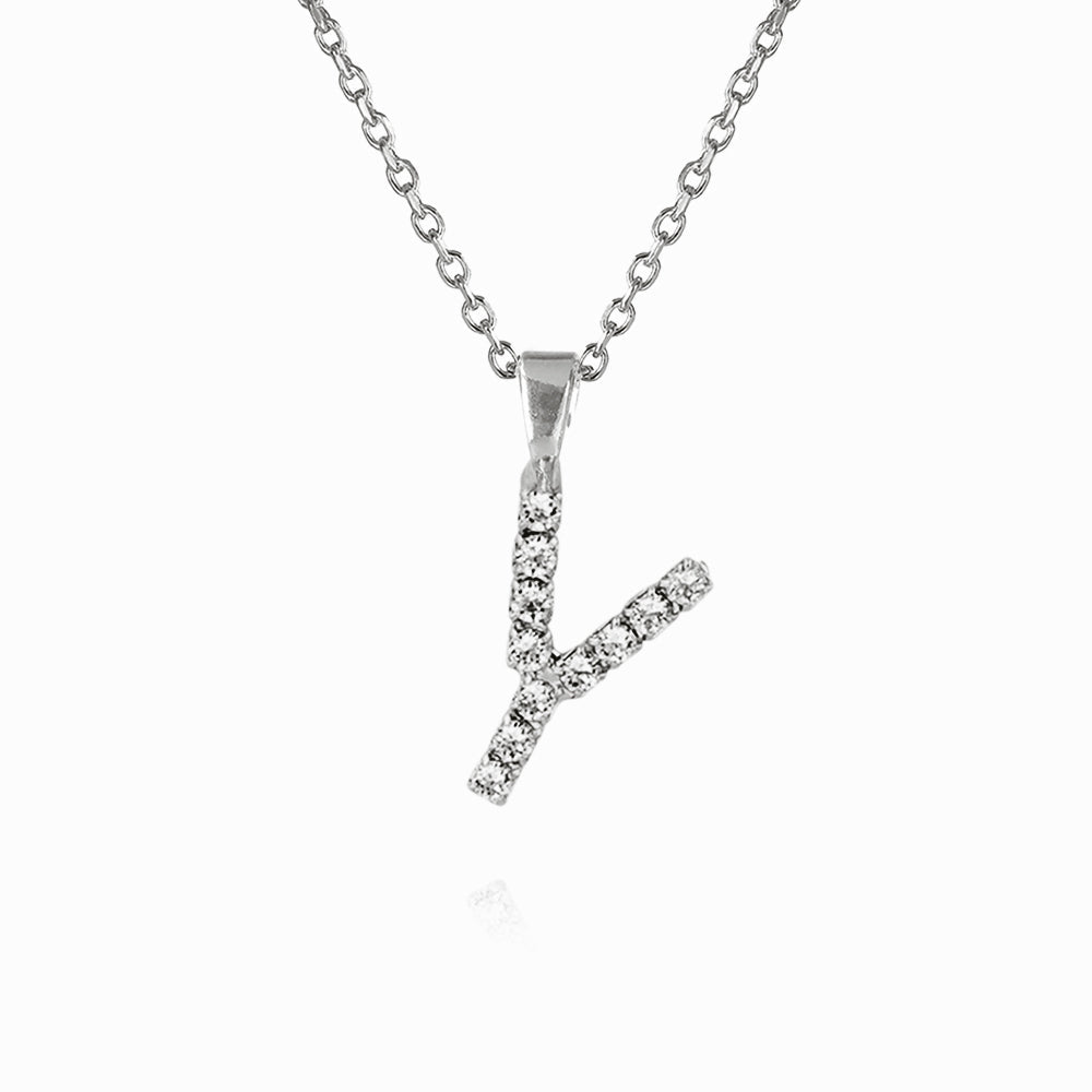 Caroline Svedbom - Mini Letter Necklace Letter Y Rhodium